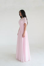 Elegant Cross-design Short-Sleeve Maxi Dress