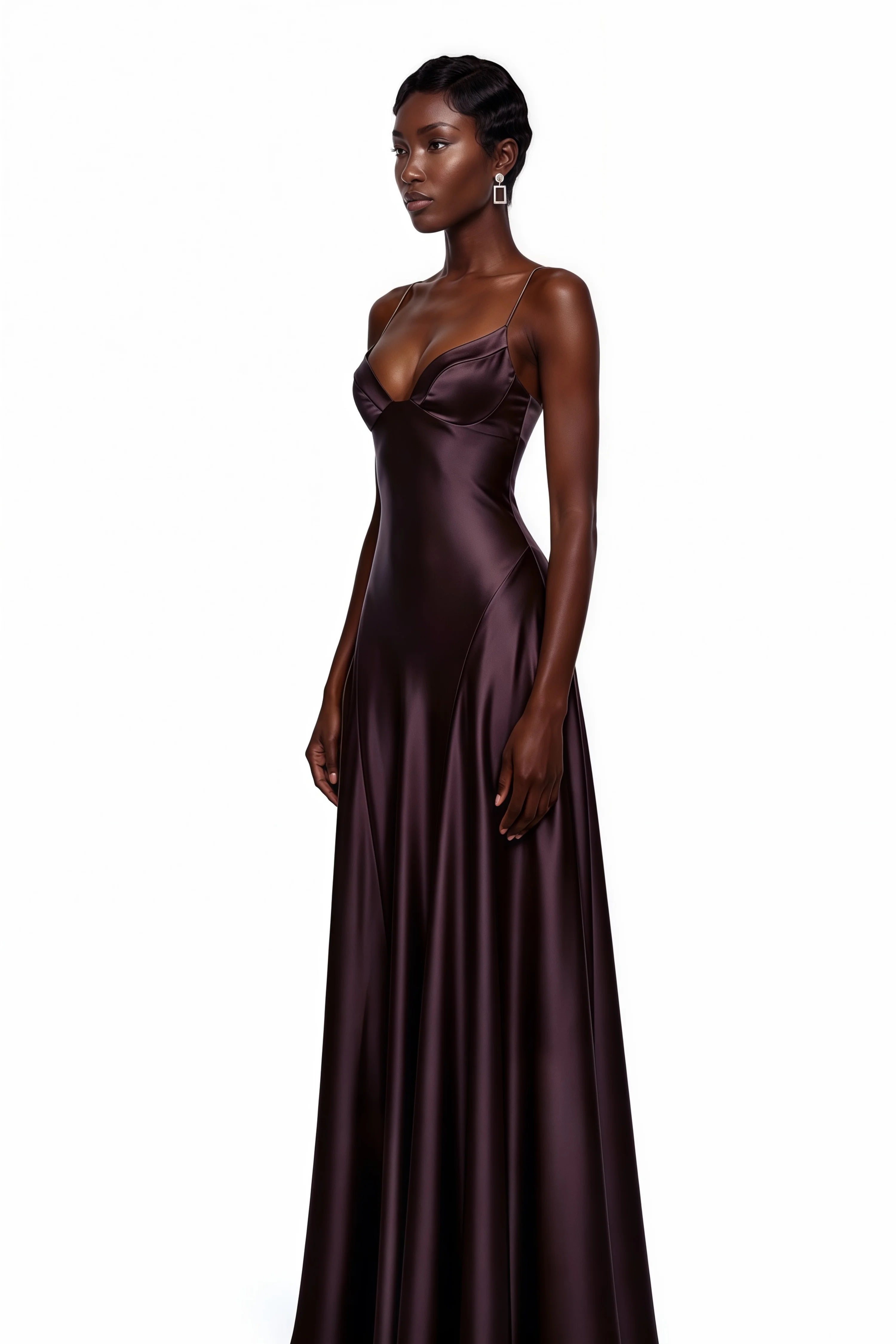 Alana Strapless Satin Cinched-Waist Maxi Evening Gown