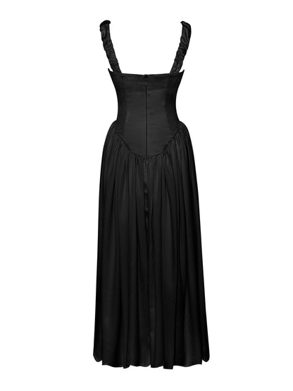 Riola Egg White Satin Drop Waist Maxi Sundress (Copy) aclosy