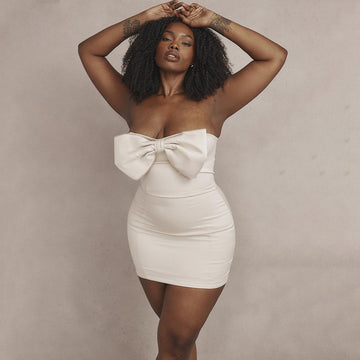 open lace back dress One Shoulder White Lace Tight Party Dress – FancyVestido main image 1