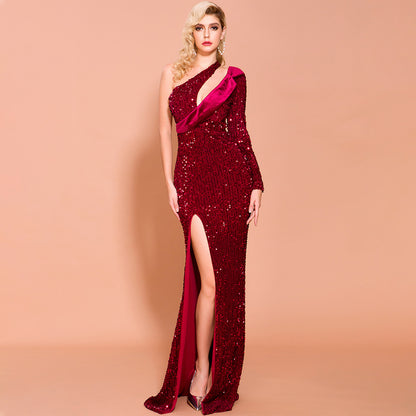 Sequined evening dress aclosy