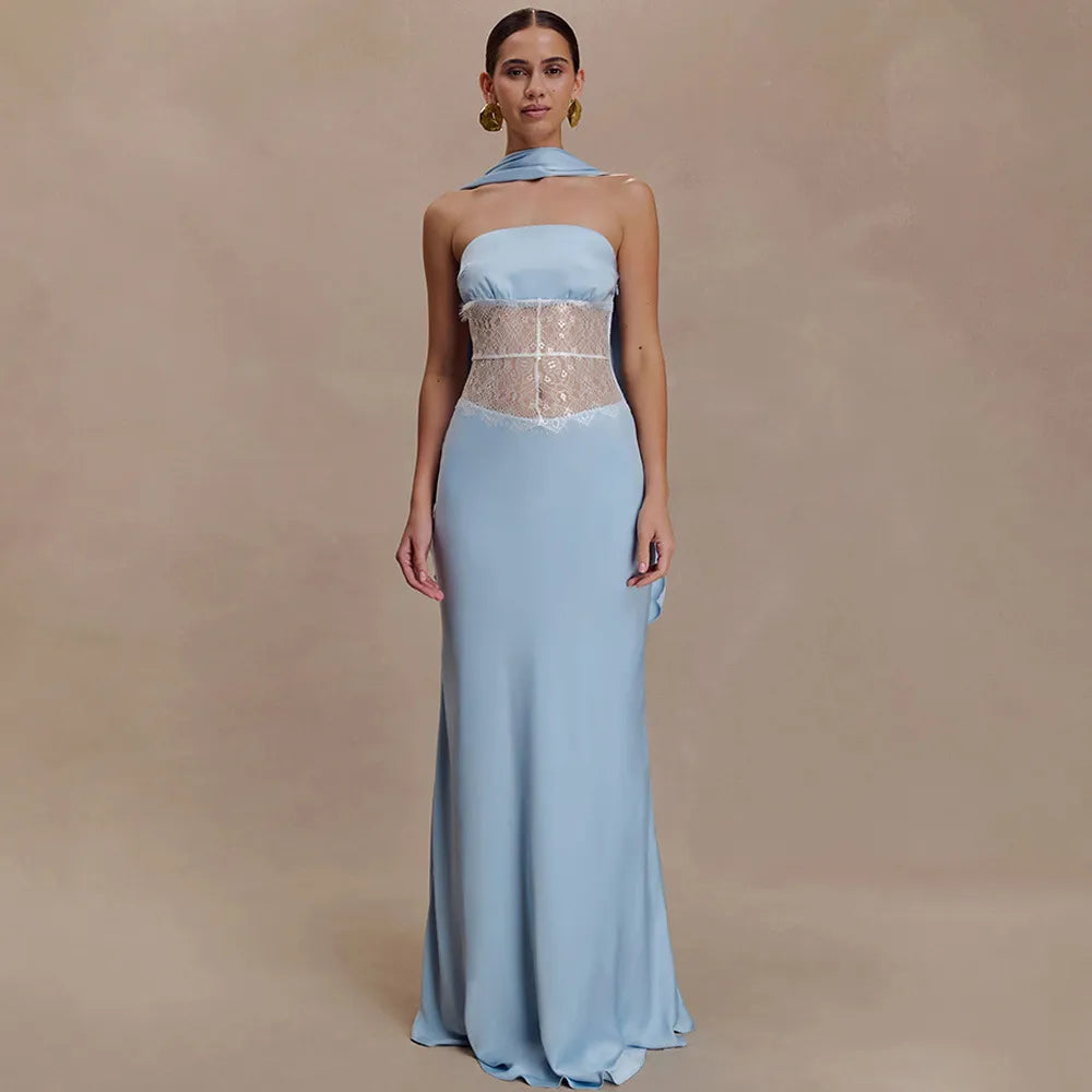 Edgy Lace Tube Dress With A See-through Design