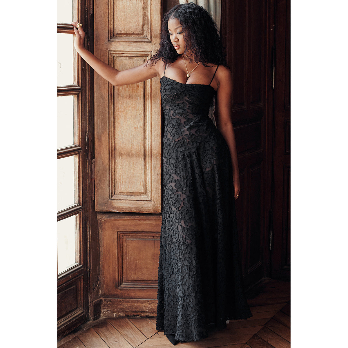 Black See-through Suspender Skirt Backless Dress Aclosy