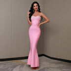 Sleeveless Beaded Long Bandage One-piece Dress Women Aclosy