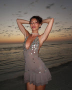 Halter Sequin Vacation Style Backless Dress