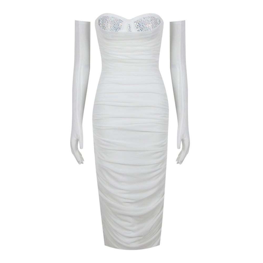 New Fashion Temperament Mesh Stitching Bandage Suspender Dress aclosy