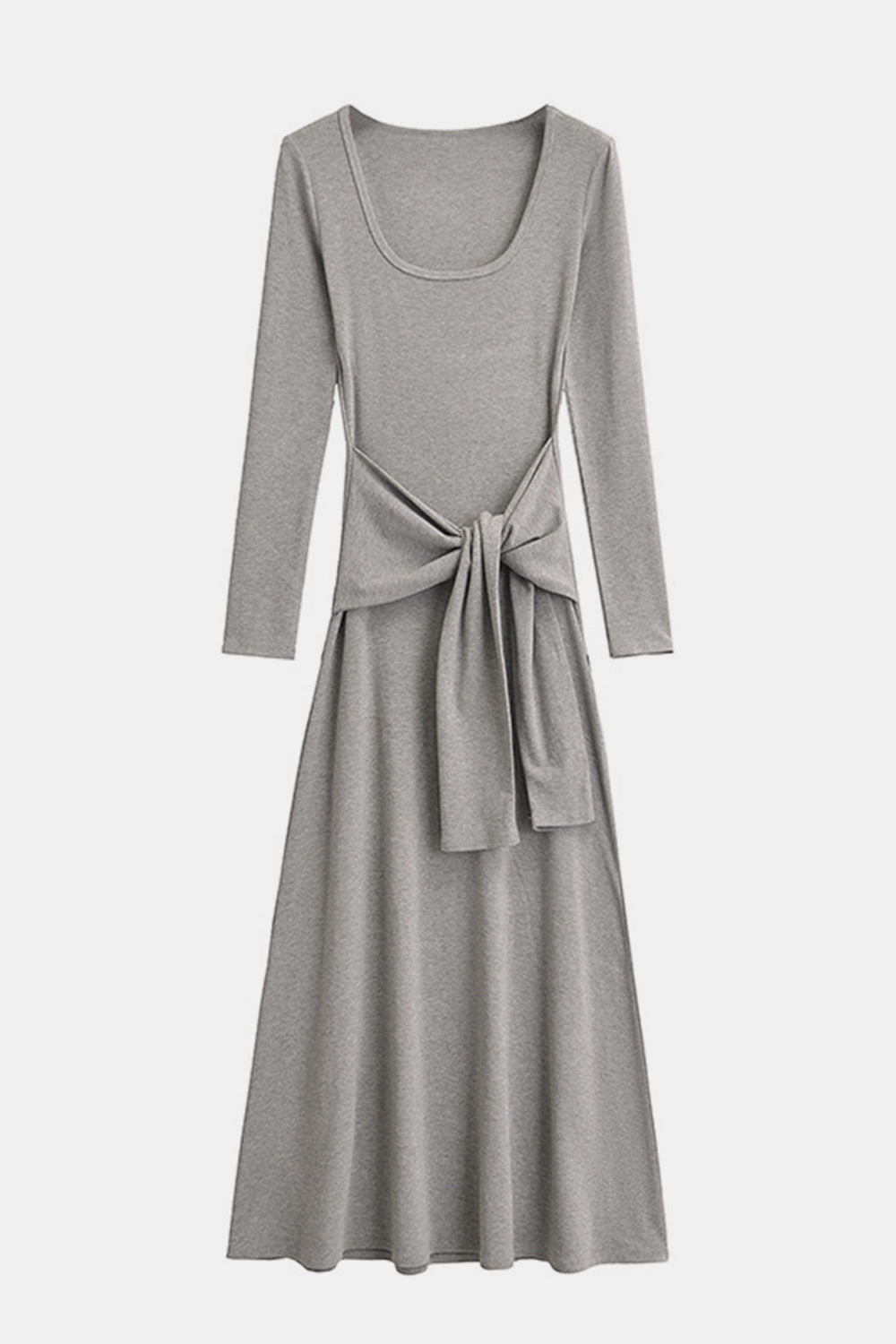 Basic Bae Tied Scoop Neck Long Sleeve Maxi Dress Trendsi