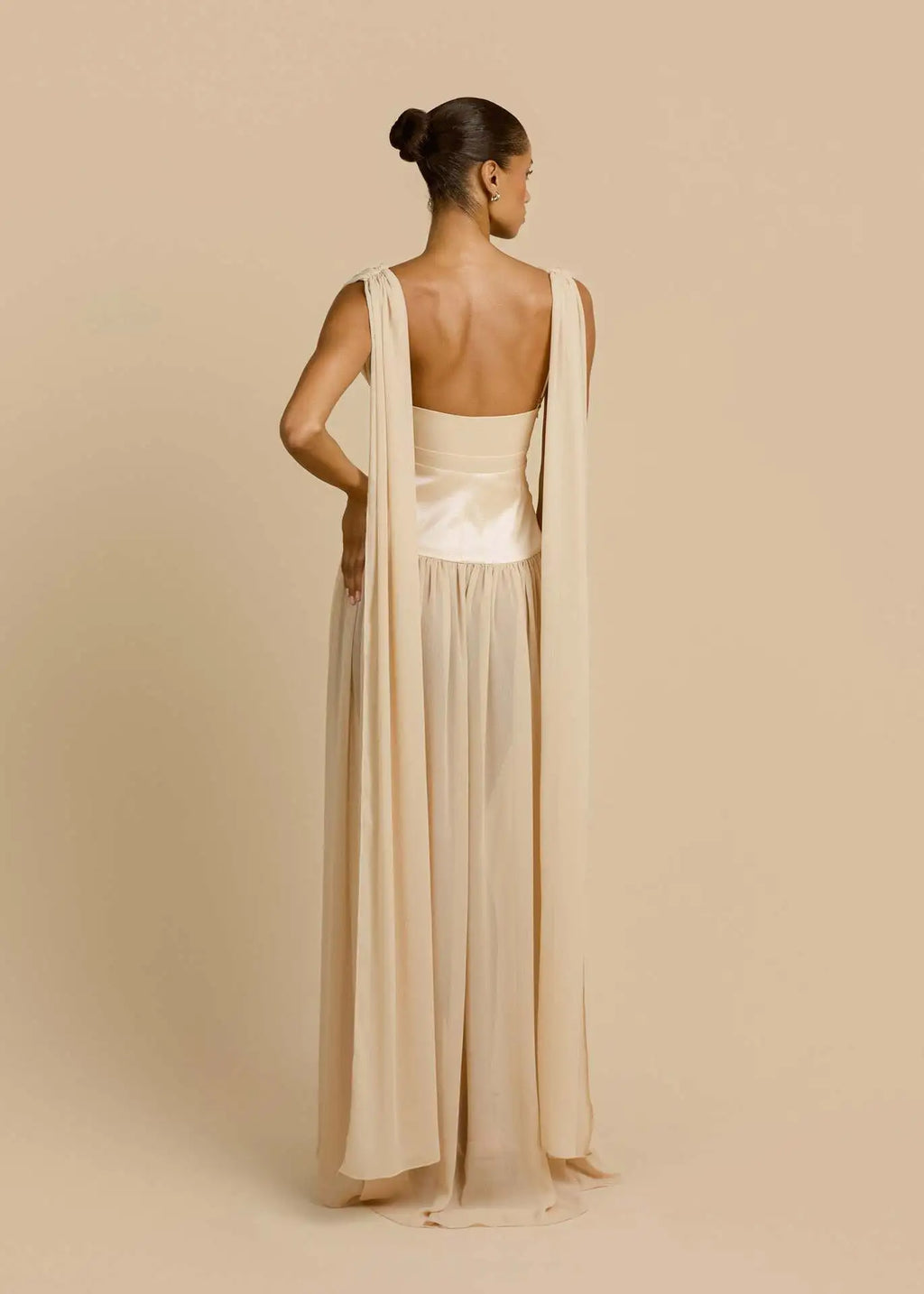 Maelle Draped Chiffon Maxi Dress