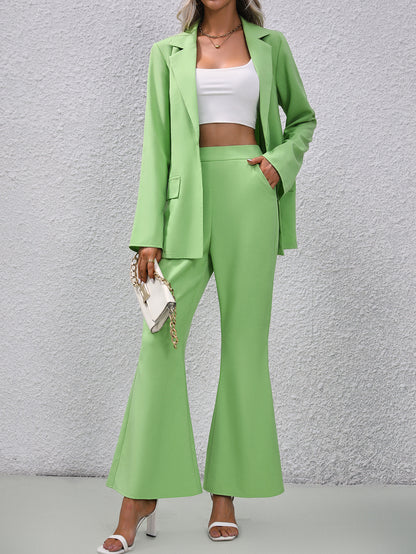 European And American Solid Color Small Suit Bell-bottom Pants aclosy