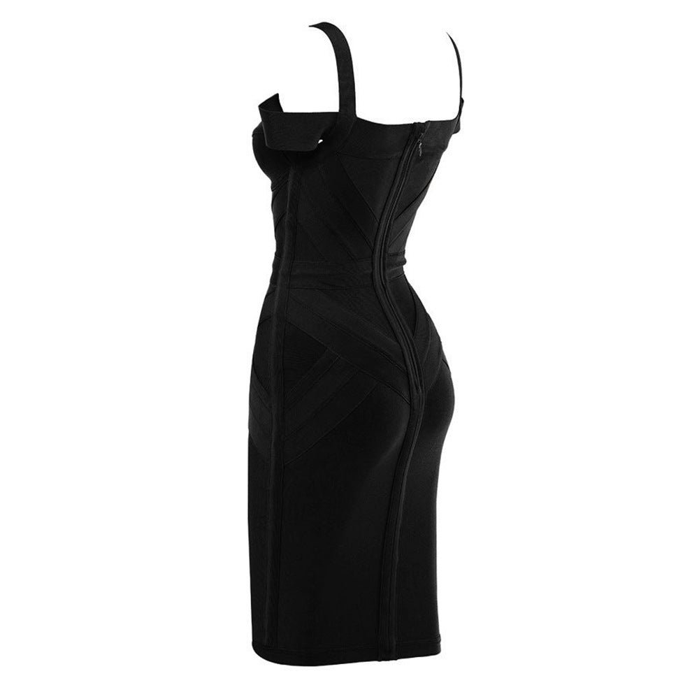 Strapless shoulder tight dress Aclosy