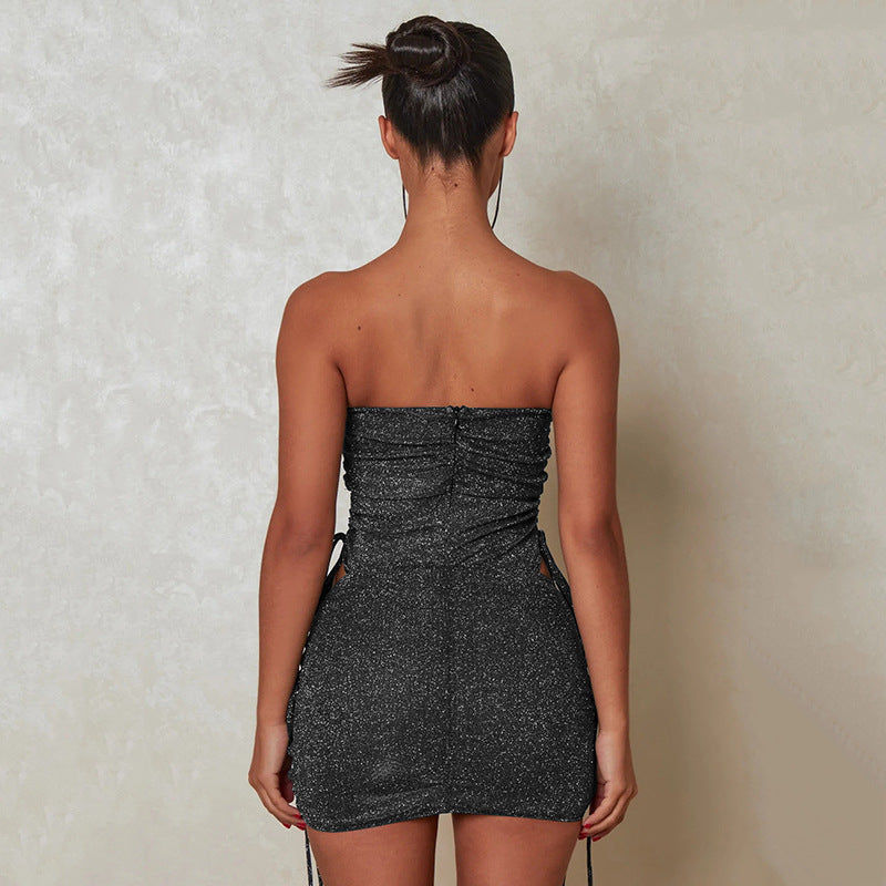 Women's Package Hip Skirt Burst Two-piece Drawstring Lacing Set Of Slim Skirt aclosy