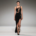 Slit Long Mesh See-through Irregular Dress Aclosy