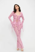 2023 New Ins Fashion Women's Strappy Lace V-neck Top  Chiffon Printed Dress Suit aclosy
