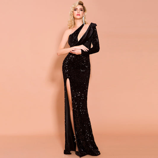 Sequined evening dress aclosy