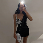 Sleeveless V-neck SUNFLOWER Diamond Mini Slim Fit Dress Aclosy