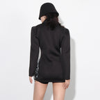 French Fashion Refined Rhinestone Sequined Design Long Sleeve Dress Aclosy