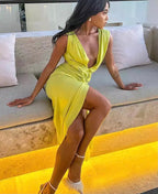 Internet Hot Sexy Deep V Sleeveless Backless Evening Dress Aclosy