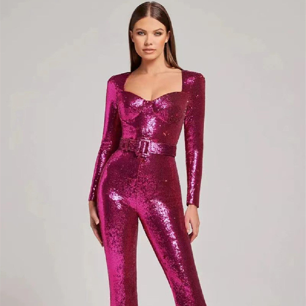 Women's Sequin Evening Gown Fashion Suit aclosy