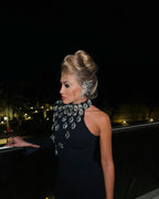 Gorgeous Affordable Luxury Slant Shoulder Long Sleeve Slim Fit Set Diamond Bandage One-piece Dress Aclosy