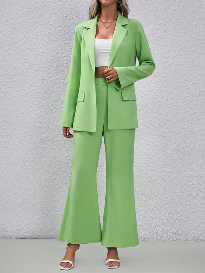 European And American Solid Color Small Suit Bell-bottom Pants aclosy
