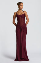 Halter Neck Backless Ruched Maxi Dress