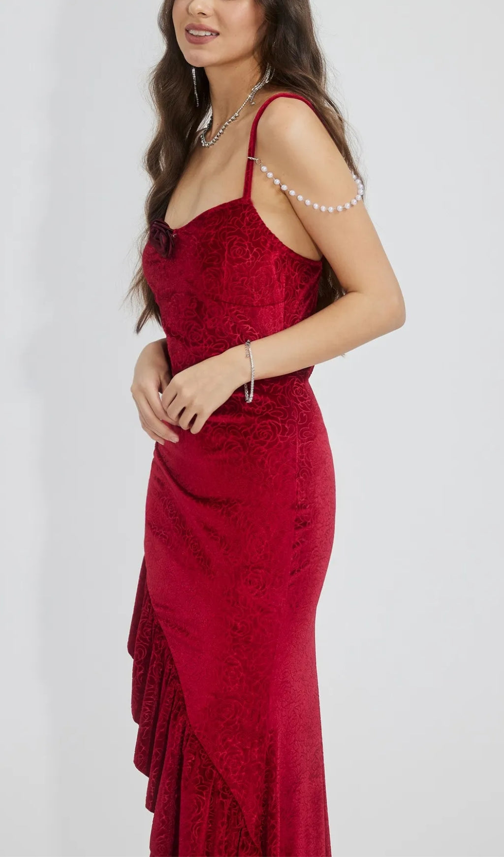 Autumn New Fashion Elegant Slim-fit Rose Strap Fishtail Dress aclosy