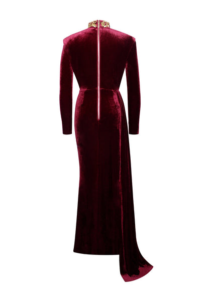 Fashionable Women's Polyester High Neck Sexy Evening Dress aclosy