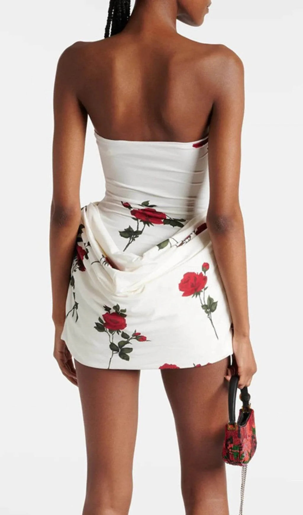 Chic Strapless Rose Mini Party Dress