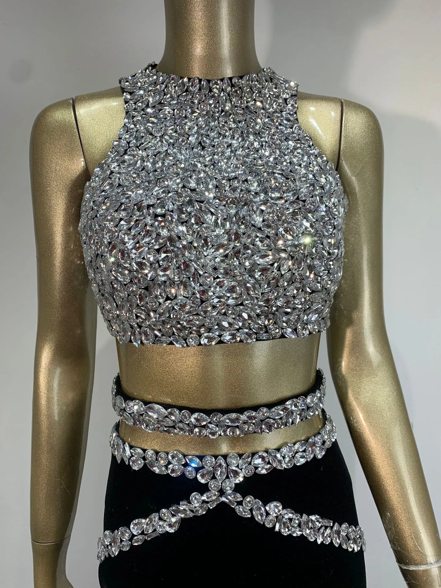 Chic Rhinestone Evening Party Dress
