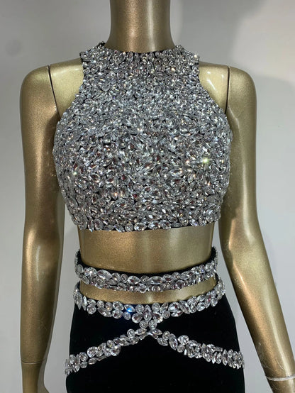 Chic Rhinestone Evening Party Dress