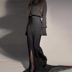 Heavy Industry Hot Diamond Split Wrap Hip Skirt Set Aclosy