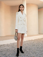 Double-Breasted Woolen Suit Dress Aclosy