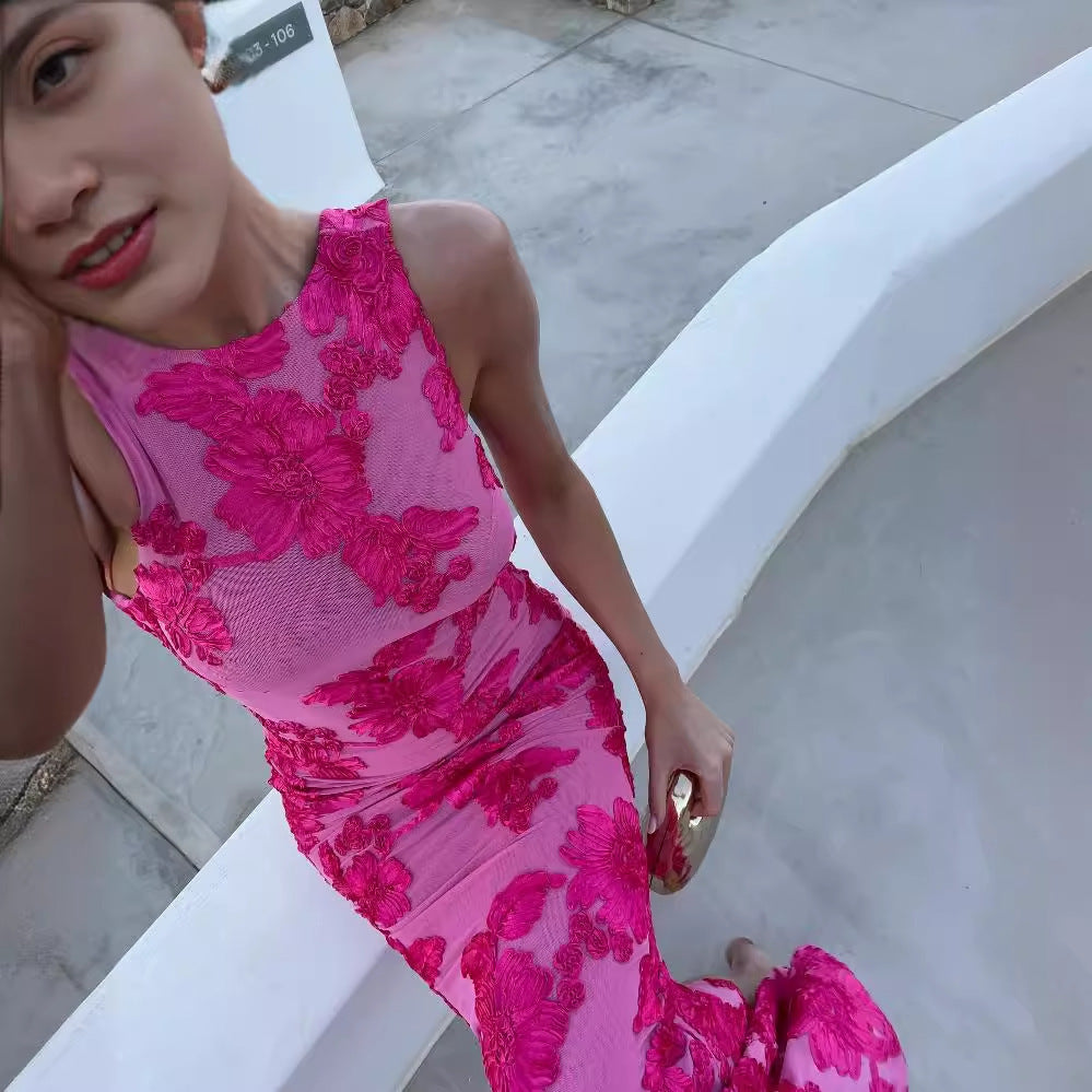 Charming Mesh Sheath Maxi Dress