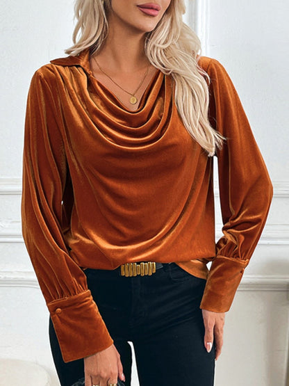 Perfee Ruched Long Sleeve Blouse Trendsi