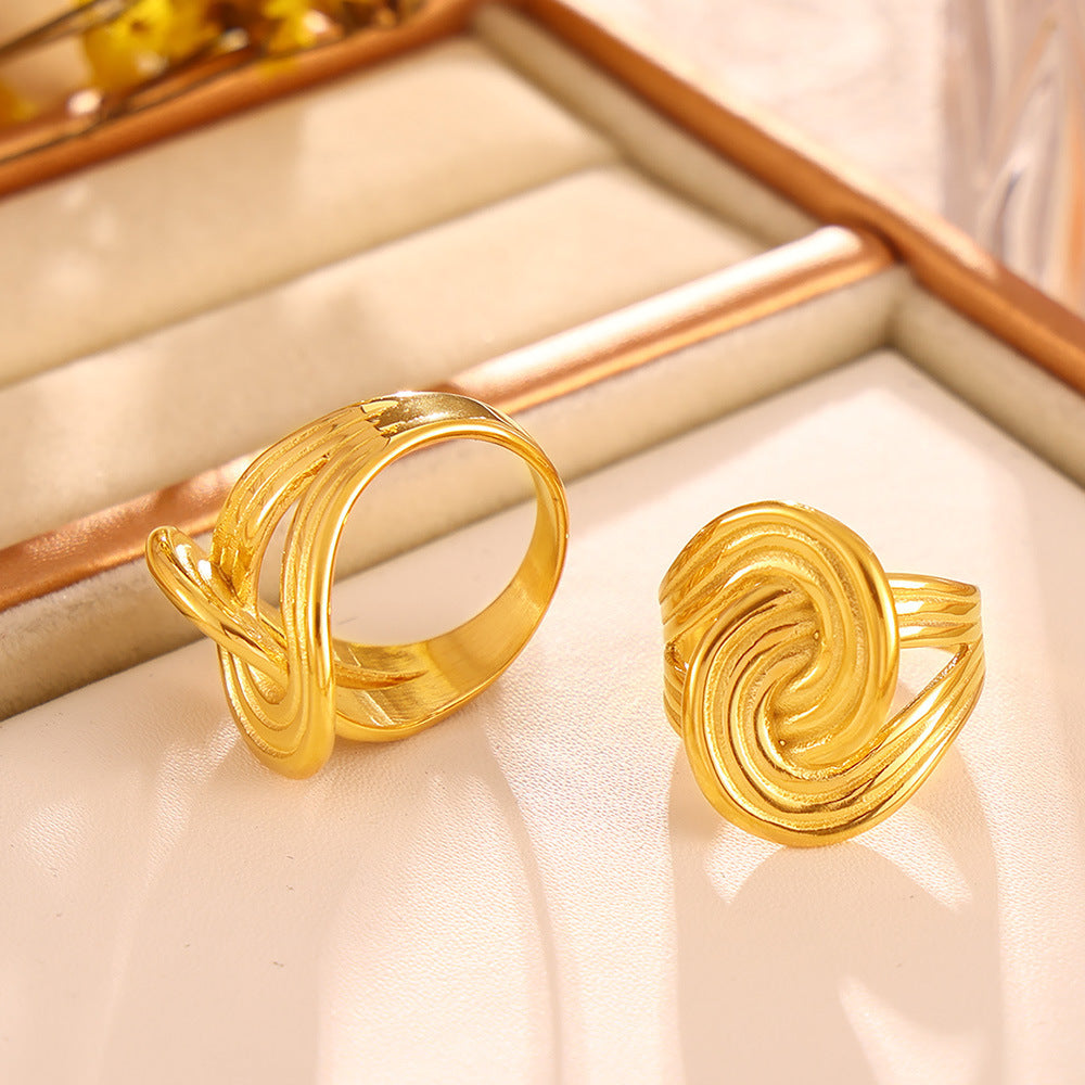 18K Gold-Plated Twisted Ring Trendsi