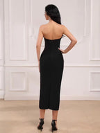 RALA WHITE FLOWER CORSET STYLE BANDAGE DRESS