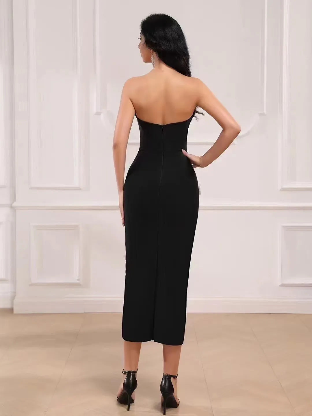 RALA WHITE FLOWER CORSET STYLE BANDAGE DRESS