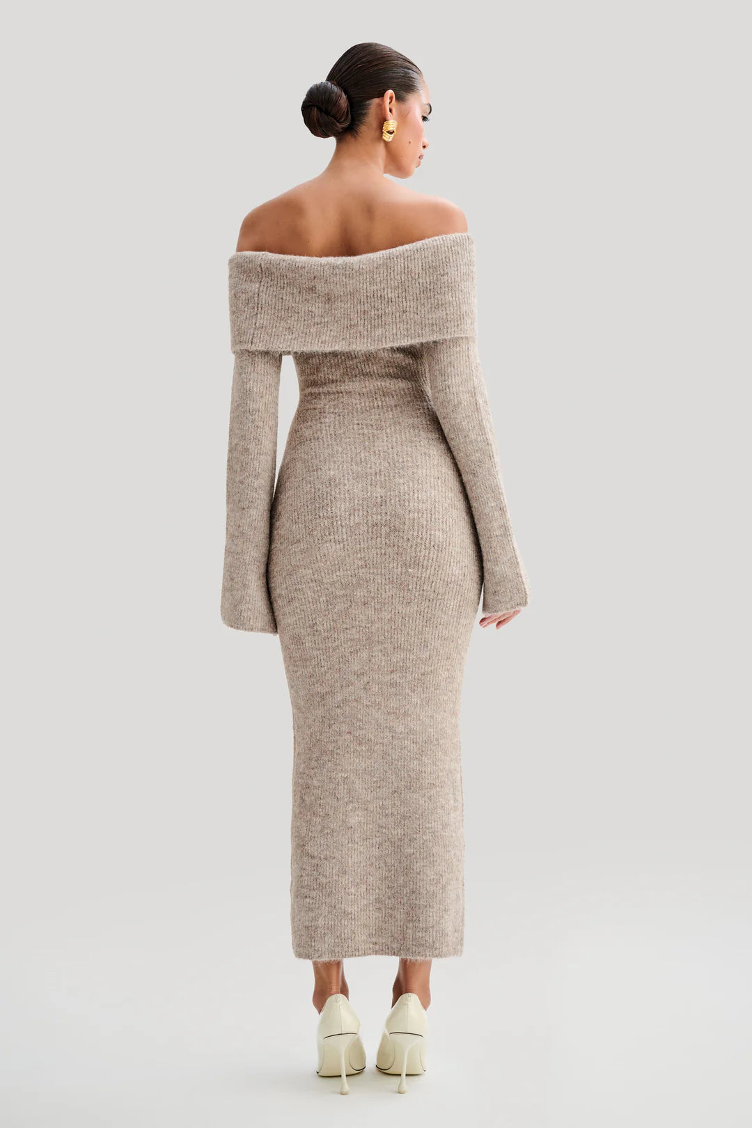 Berkes Off shoulder Fluffy Knit Midi Dress