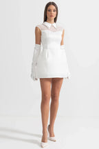 YARNA SATIN MINI DRESS-WHITE