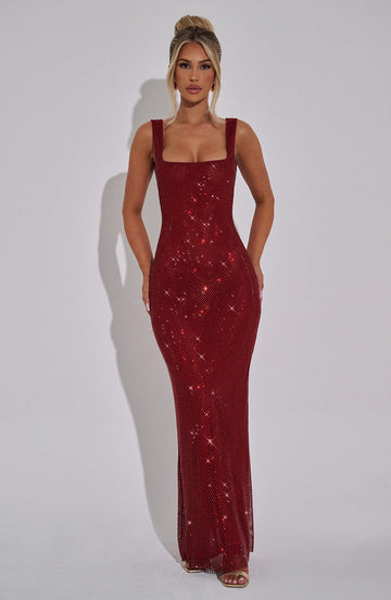 ALLURE SPARKLE MAXI DRESS-RED – Aclosy