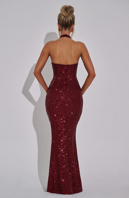 ALANA BACKLESS SEQUIN MAXI DRESS