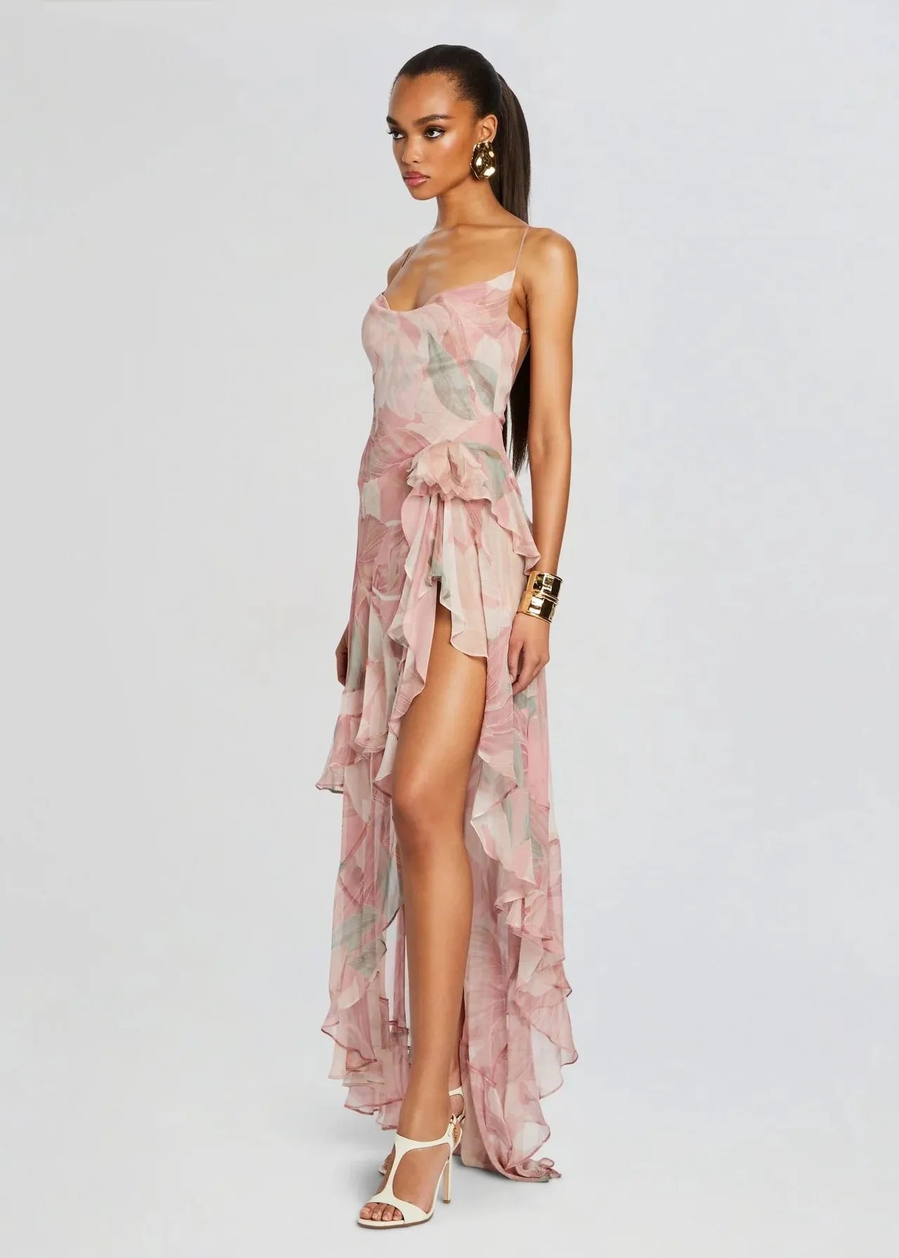 Viniya Irregular Oblique Ruffled Skirt With Suspenders