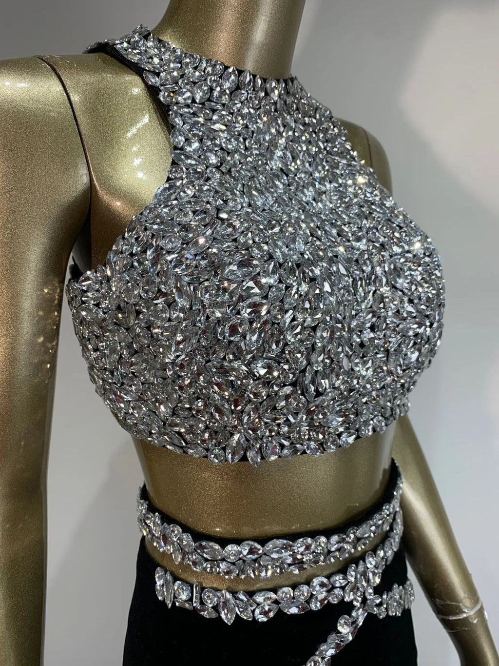 Chic Rhinestone Evening Party Dress