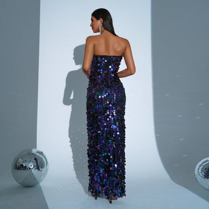 Wrapped Chest Sheath Sequined Evening Dress New In