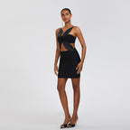 Sling Four-leaf Clover Exposed Navel Sheath Bandage One-piece Dress Aclosy