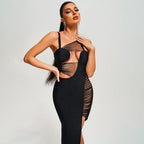 Slit Long Mesh See-through Irregular Dress Aclosy
