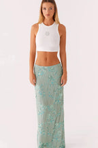 Elegant Sequin Embroidered Long Bodycon Skirt