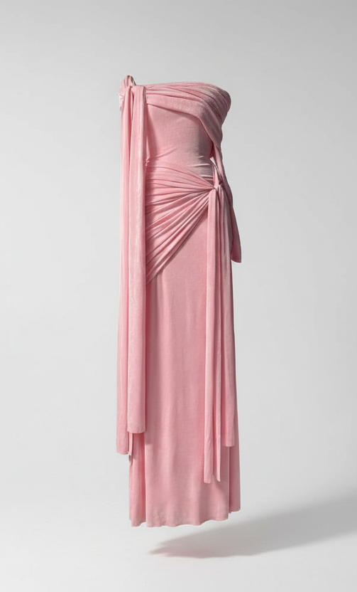 Chic Off-shoulder Long Sleeves Streamer Folds Maxi Dress