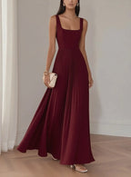 WELANA ELEGANT PLEATED MAXI DRESS