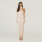 Stylish Gauze Streamer Print Dress Aclosy